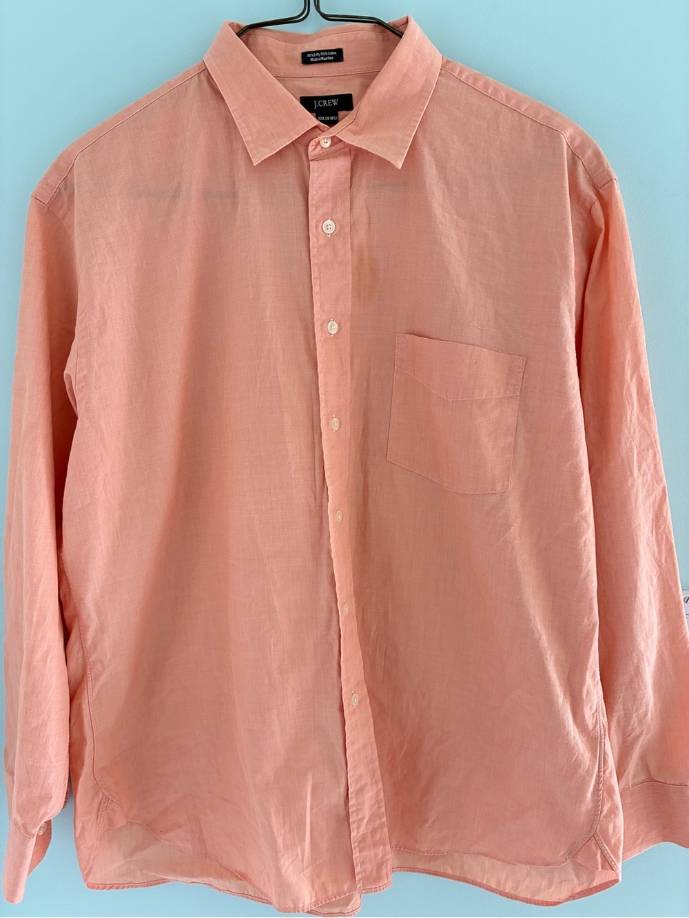 J. Crew Men's Button-Down Cotton Shirt Peach Orange